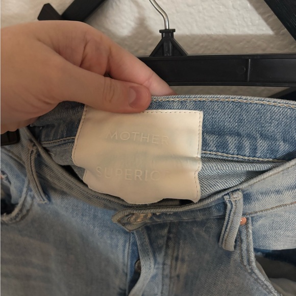 MOTHER Vagabond Denim Midi Skirt Distressed Undone Hem Blue Wash Womens 25 - Picture 4 of 6